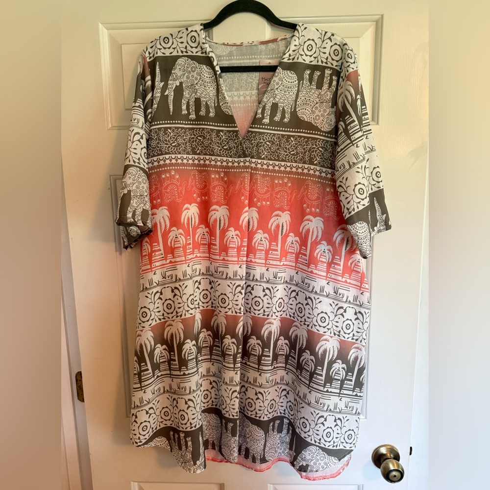 Bohemian Elephant Print Tunic Dress